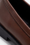 Women's Polished Brown Loafers Classic Leather with Gold Horsebit