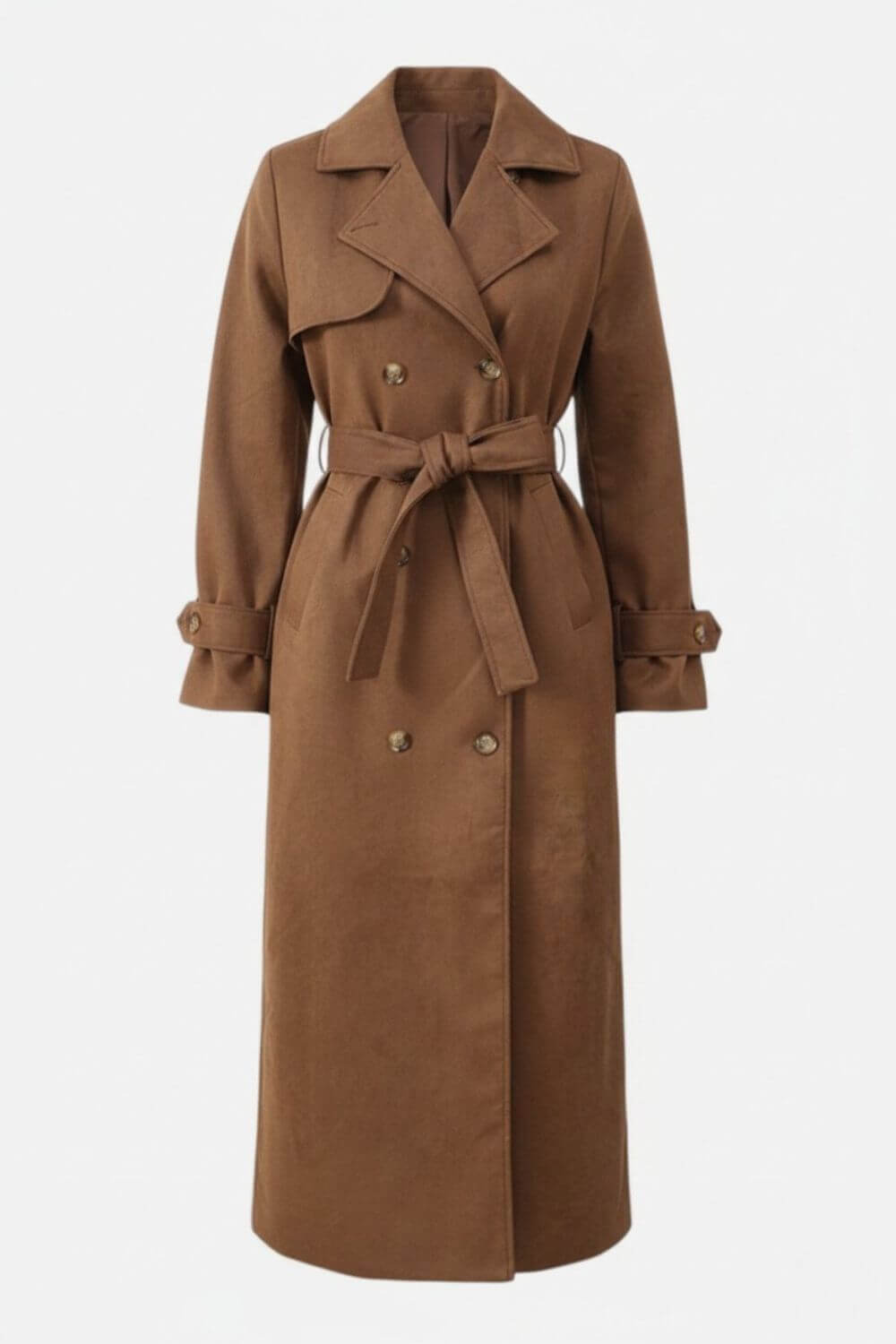 Caurelle | Women’s Long Belted Trench Coat – Elegant Classic Fit