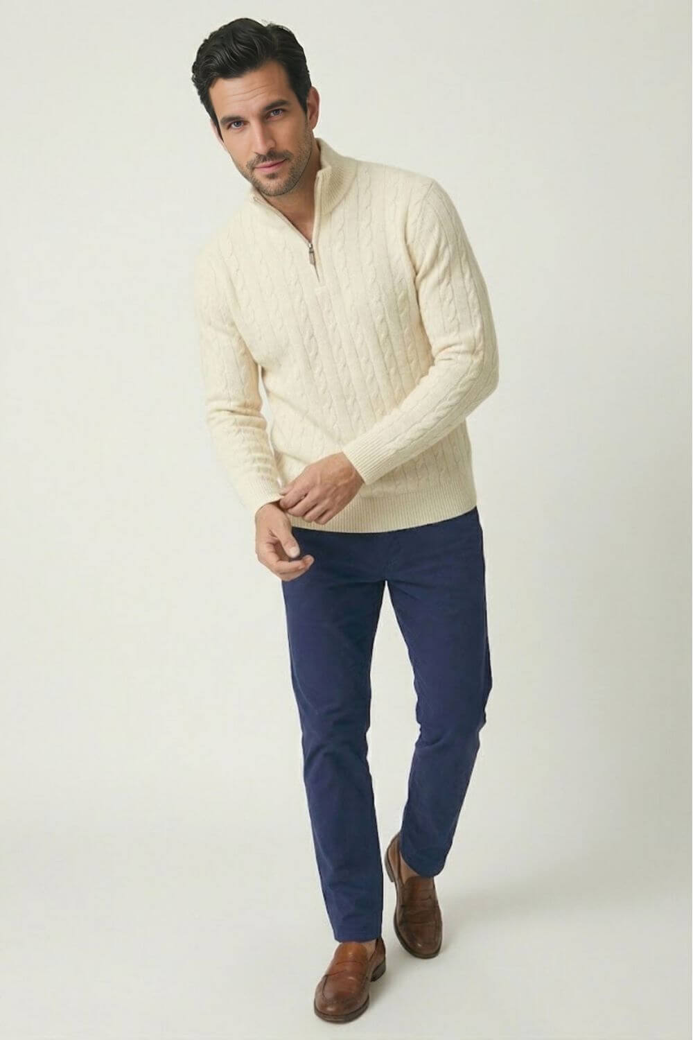 Caurelle | Men’s Cable Knitted Half Zip Jumper