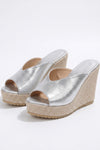 Women's Wedge Mule Sandals with Raffia Platform Sole
