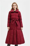 Caurelle | Women’s Long Belted Puffer Coat – Elegant Winter Silhouette
