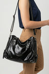 Women's Large Capacity Leather Shoulder Bag with Buckle Handle