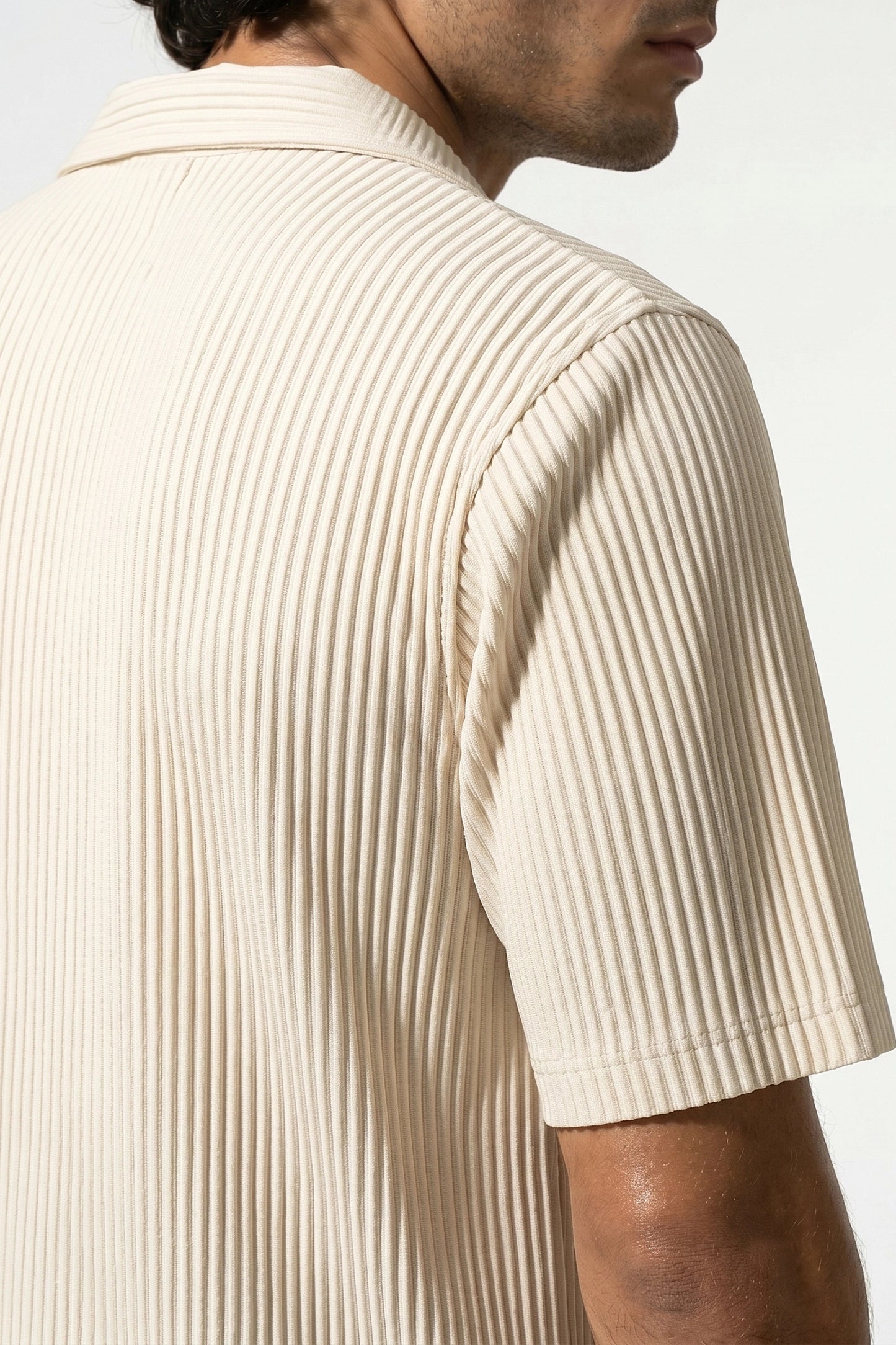 Men's Ribbed Knit Resort Shirt and Shorts set with Camp Collar