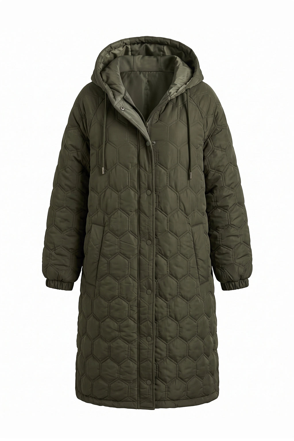 Women's Winter Warm Longline Quilted Coat with Hood
