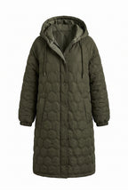 Women's Winter Warm Longline Quilted Coat with Hood