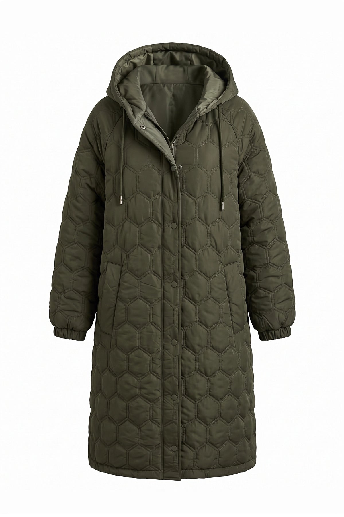 Women's Winter Warm Longline Quilted Coat with Hood