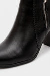 Women's Winter Versatile Leather Ankle Boots Side Zip and Round Toe