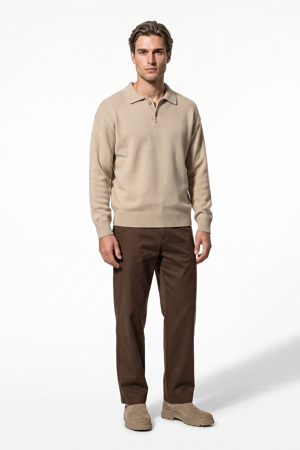 Men's Winter Comfortable Knitted Polo Jumper Relaxed Fit