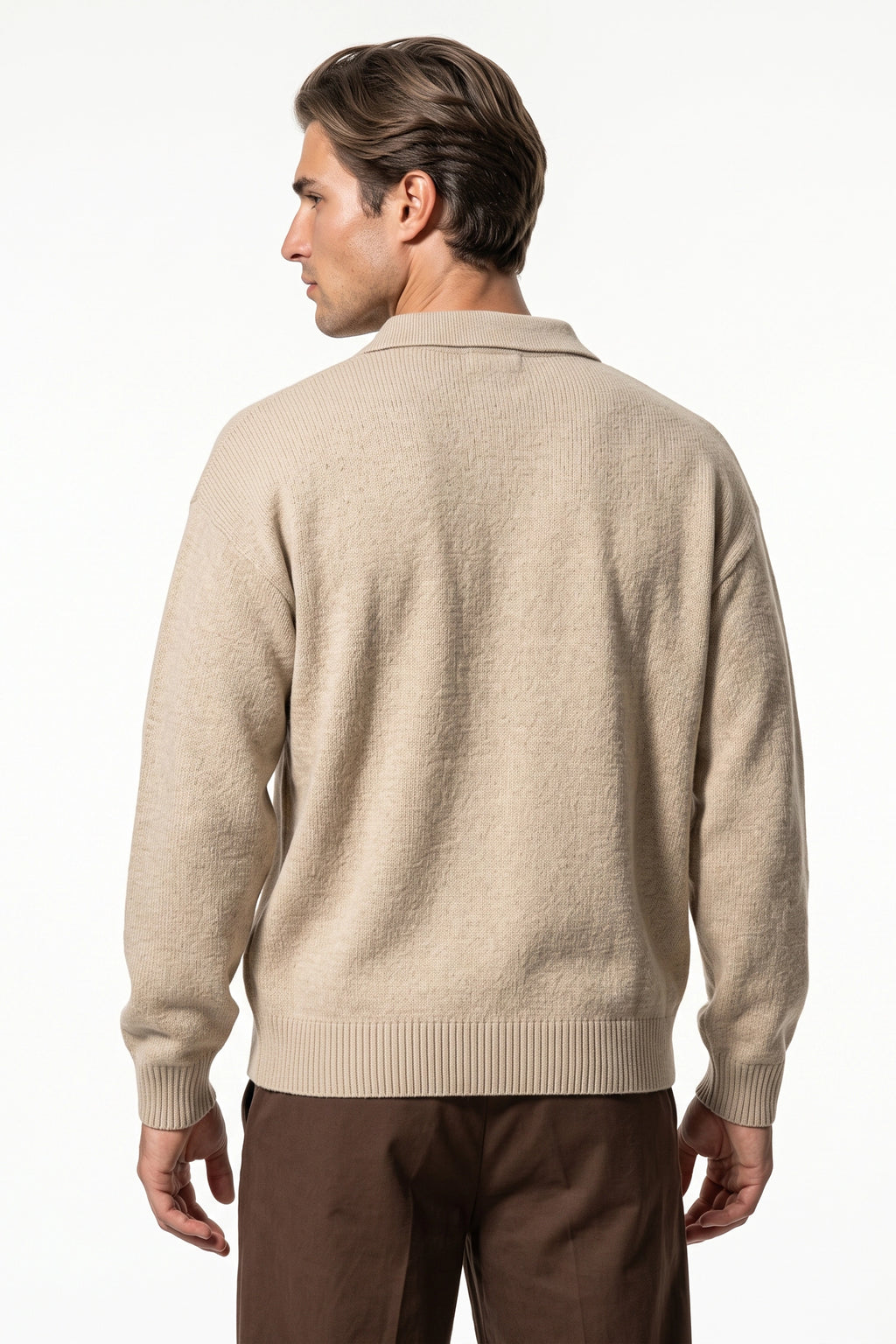 Men's Winter Comfortable Knitted Polo Jumper Relaxed Fit