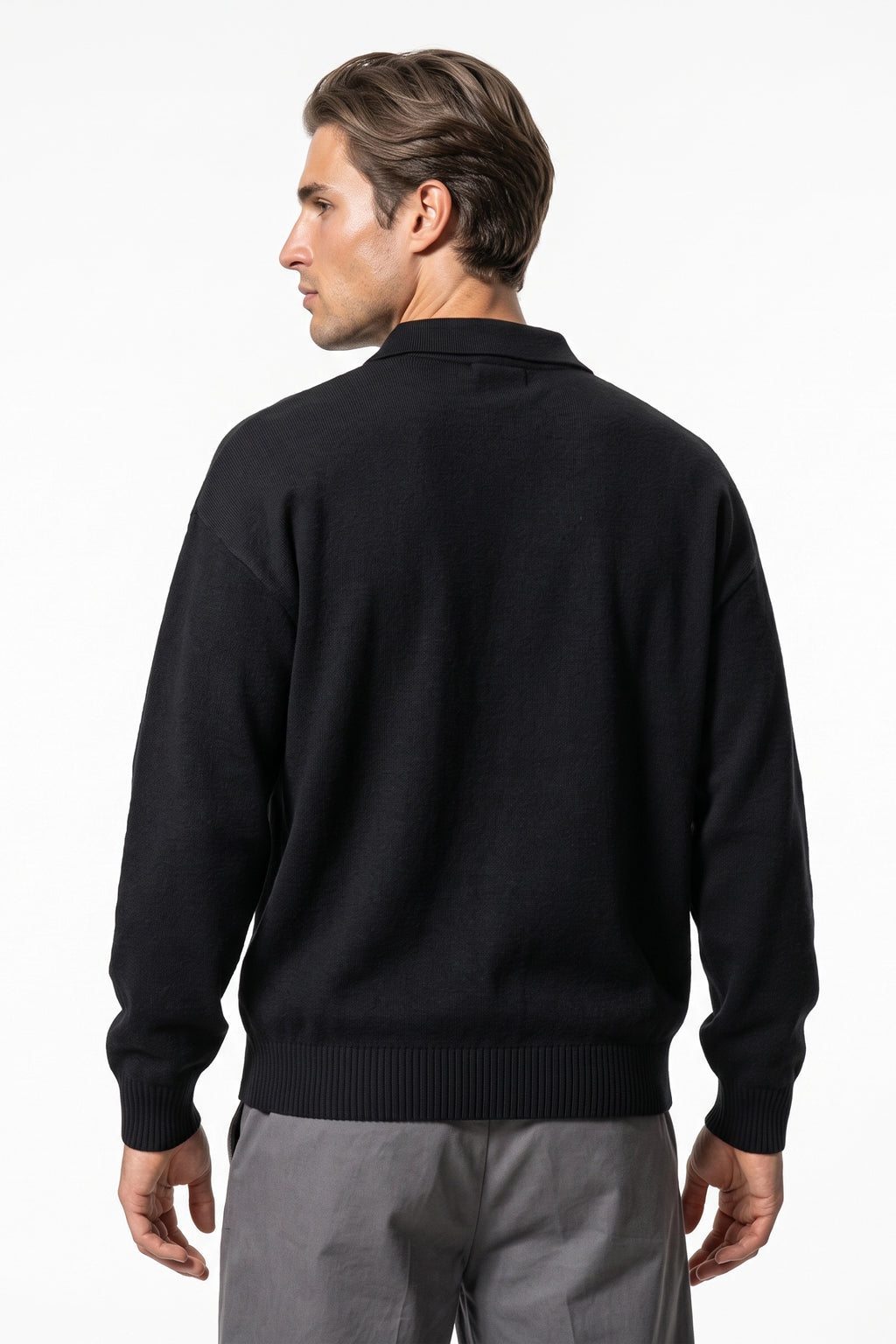 Men's Winter Comfortable Knitted Polo Jumper Relaxed Fit