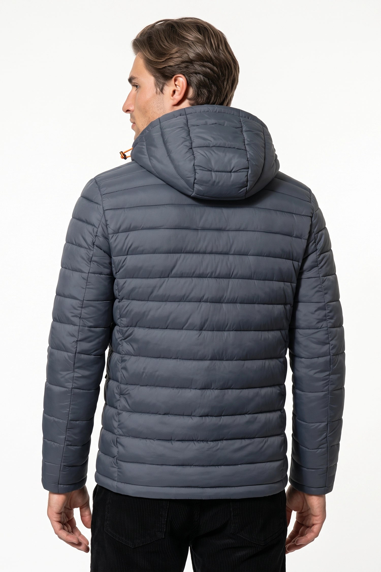 Men’s Winter Warm Hooded Puffer Jacket with Full Zip and Zip Pockets