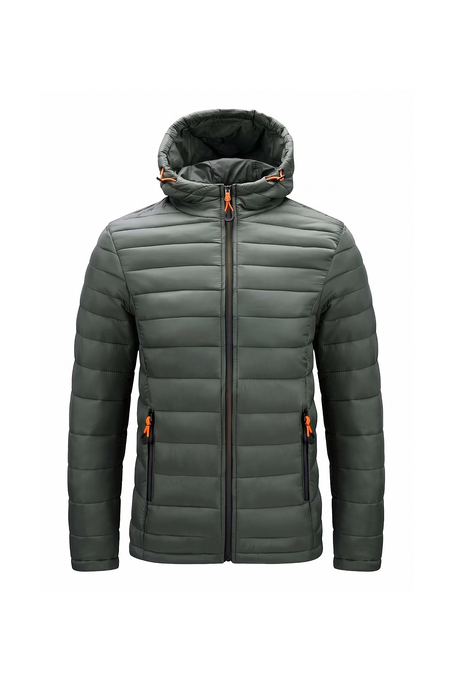 Men’s Winter Warm Hooded Puffer Jacket with Full Zip and Zip Pockets