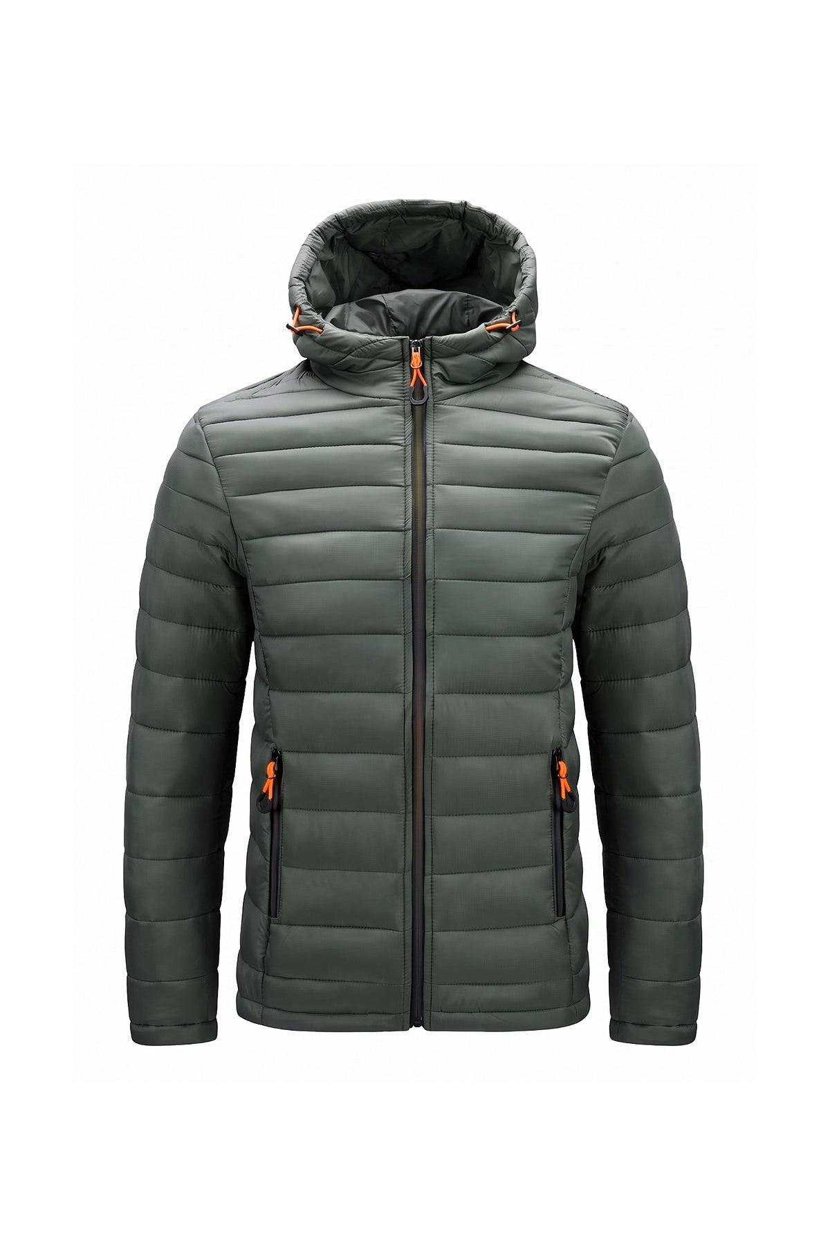 Men’s Winter Warm Hooded Puffer Jacket with Full Zip and Zip Pockets