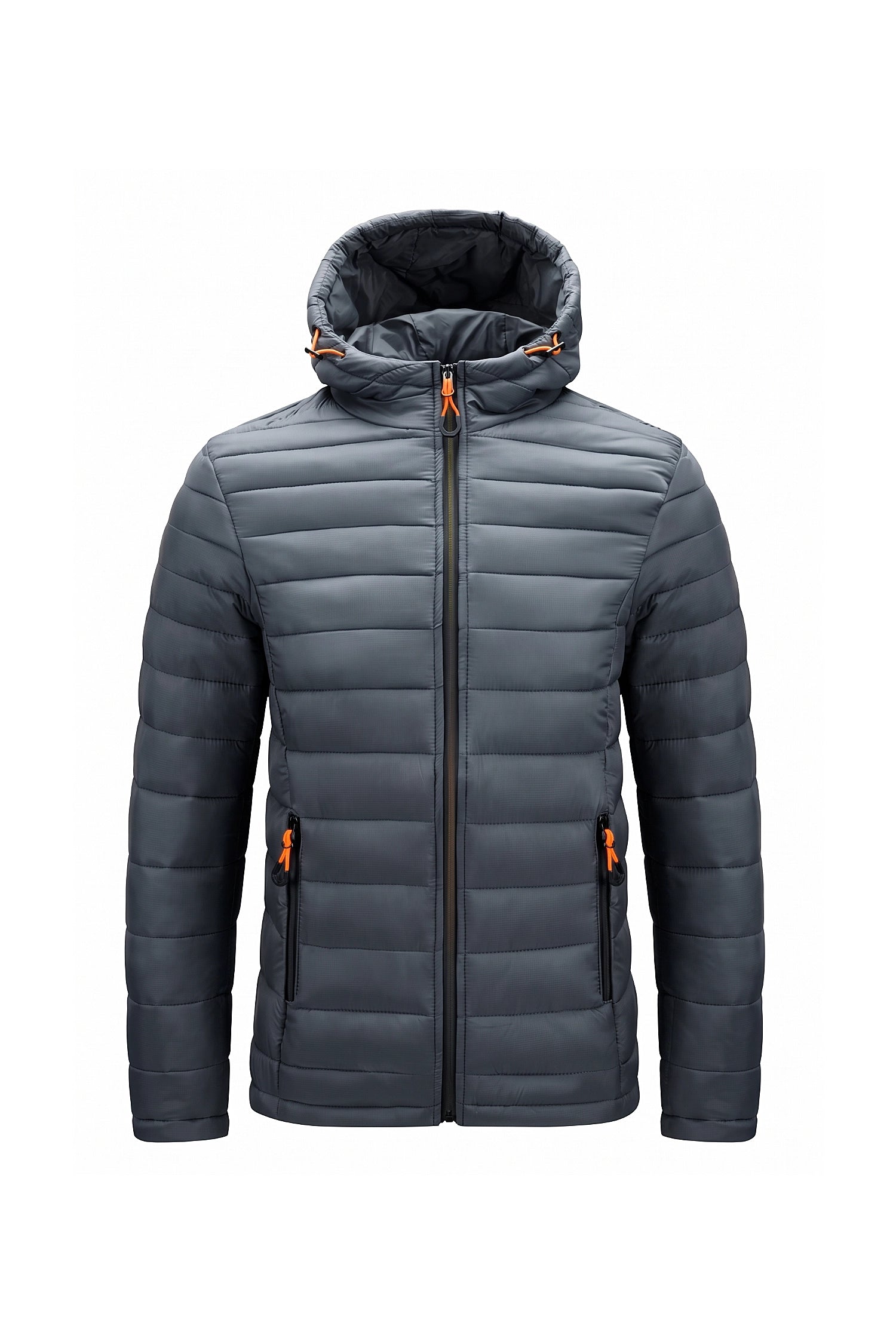 Men’s Winter Warm Hooded Puffer Jacket with Full Zip and Zip Pockets