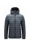 Men’s Winter Warm Hooded Puffer Jacket with Full Zip and Zip Pockets
