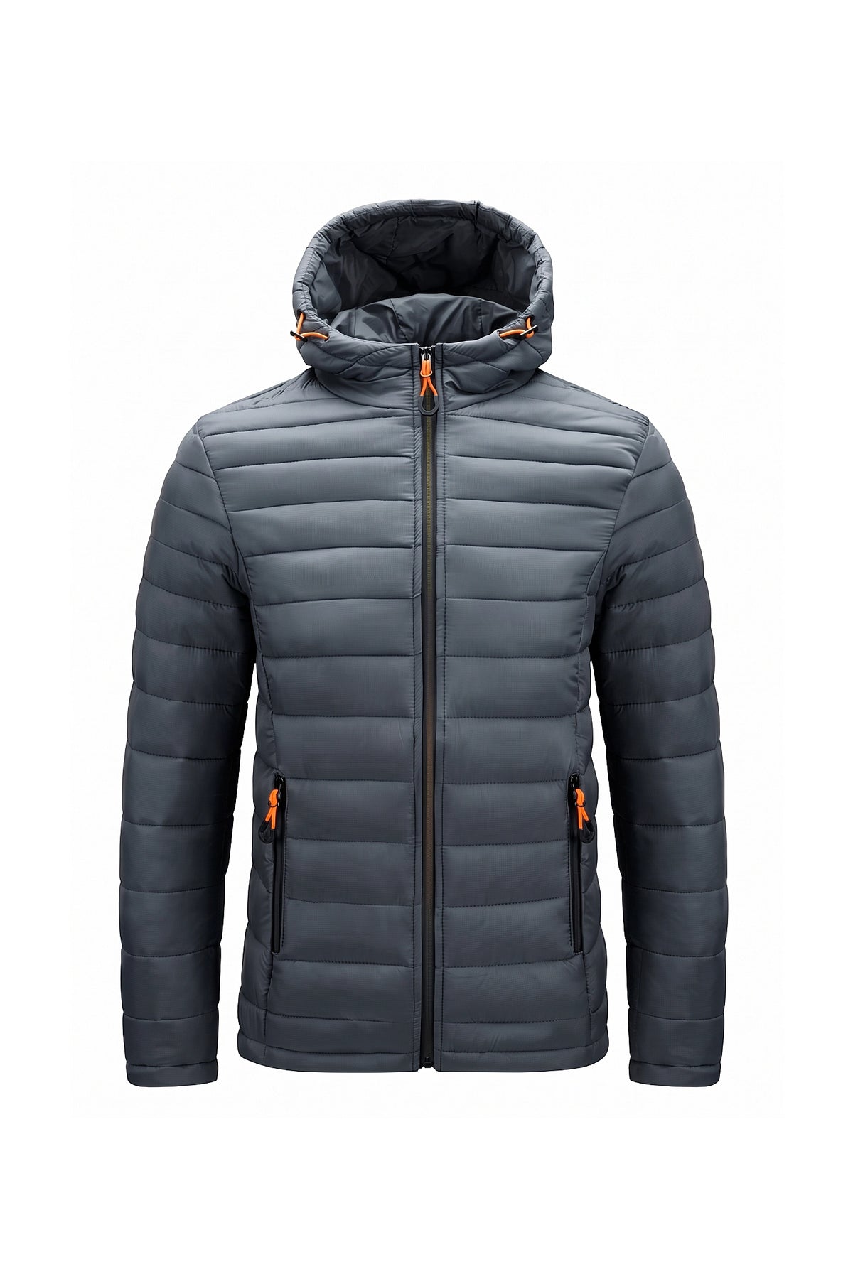 Men’s Winter Warm Hooded Puffer Jacket with Full Zip and Zip Pockets