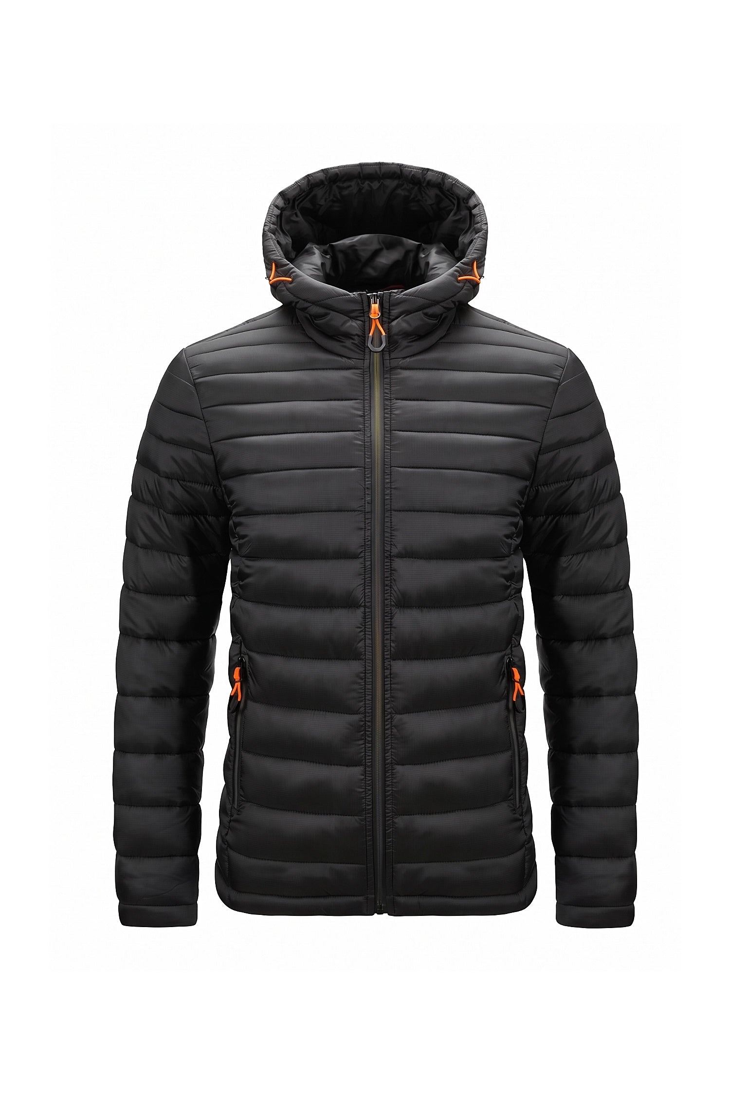 Men’s Winter Warm Hooded Puffer Jacket with Full Zip and Zip Pockets