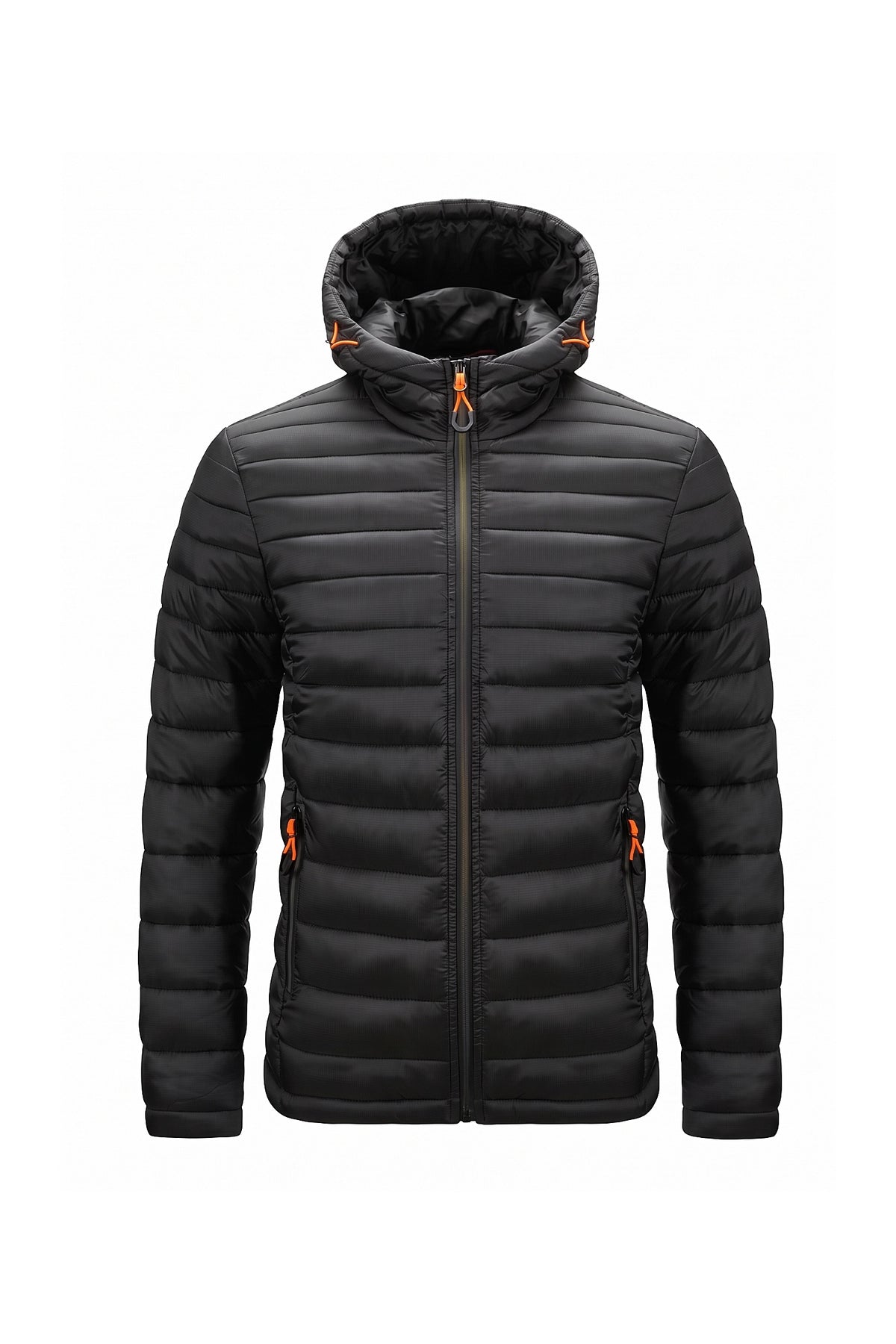 Men’s Winter Warm Hooded Puffer Jacket with Full Zip and Zip Pockets