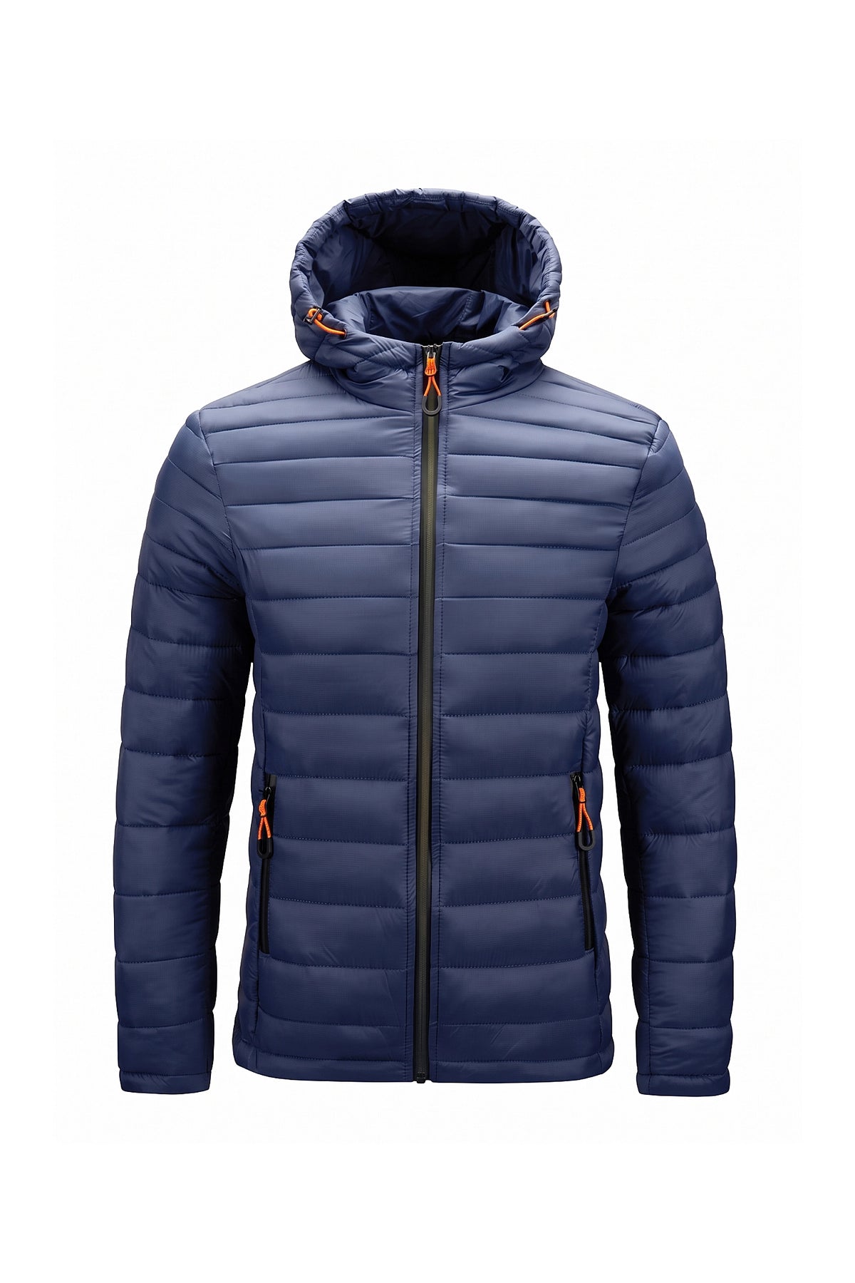 Men’s Winter Warm Hooded Puffer Jacket with Full Zip and Zip Pockets