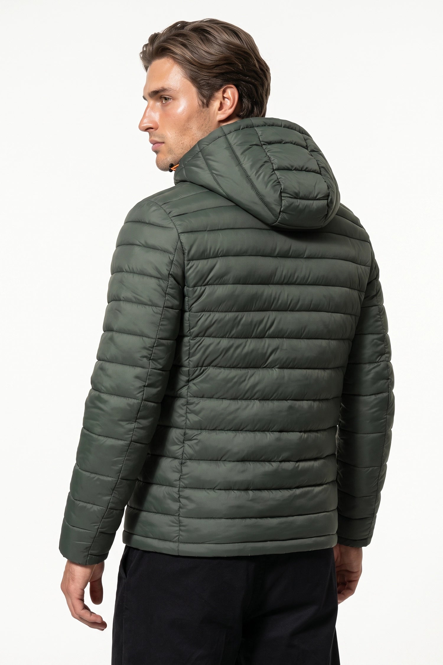 Men’s Winter Warm Hooded Puffer Jacket with Full Zip and Zip Pockets