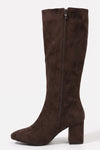 Women's Winter Block Heel Suede Knee High Boots