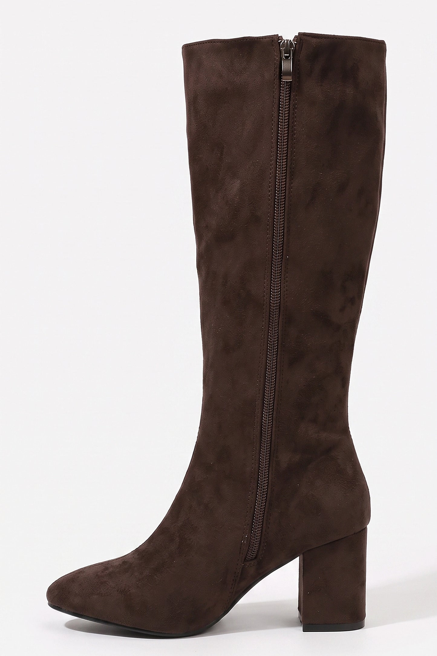 Women's Winter Block Heel Suede Knee High Boots