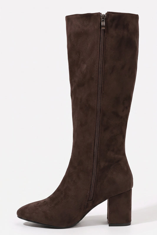 Women's Winter Block Heel Suede Knee High Boots