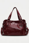 Women's Large Capacity Leather Shoulder Bag with Buckle Handle