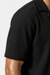 Men's Ribbed Knit Resort Shirt and Shorts set with Camp Collar