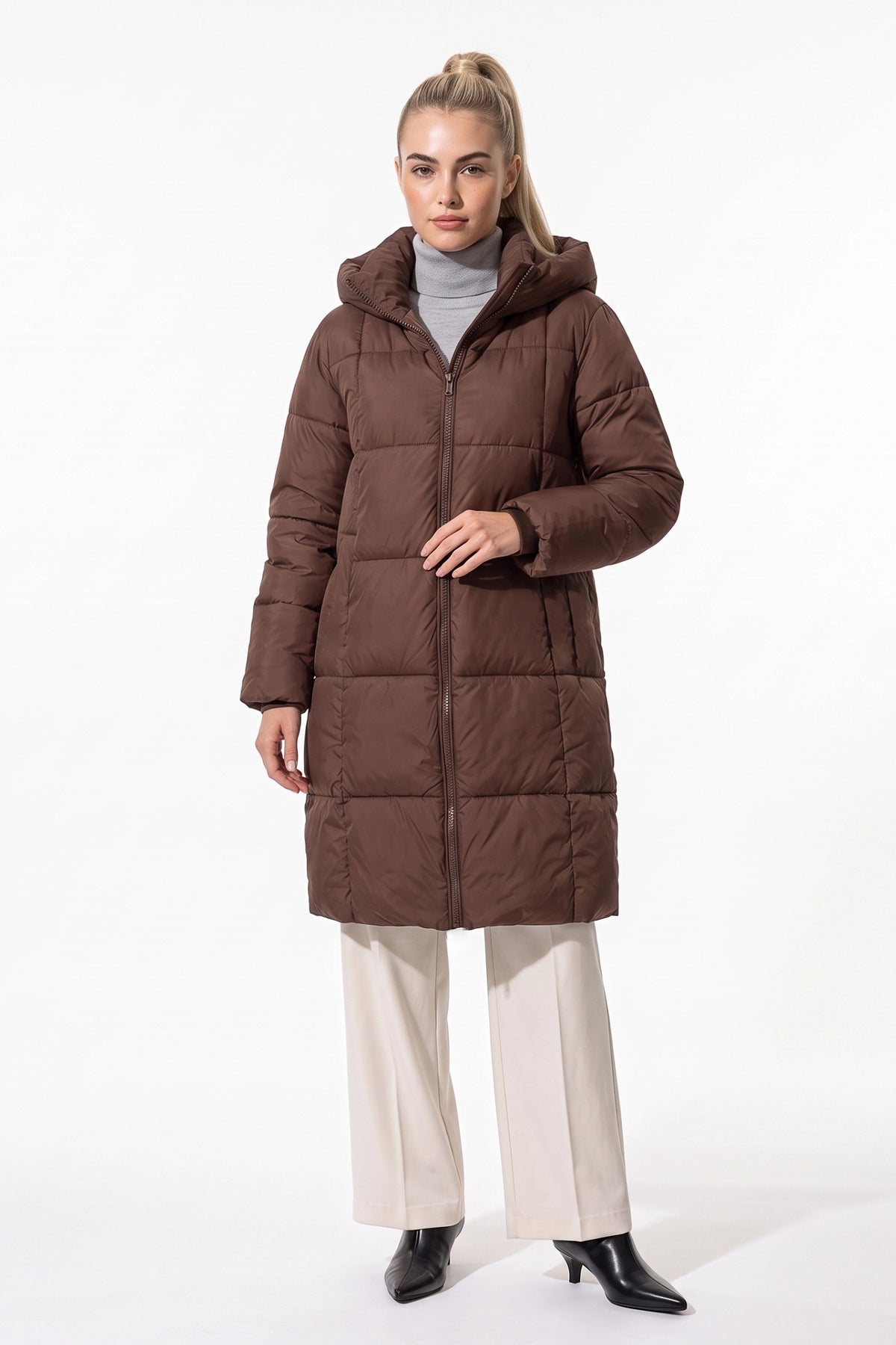 Women’s Winter Warm Longline Puffer Coat with Hood