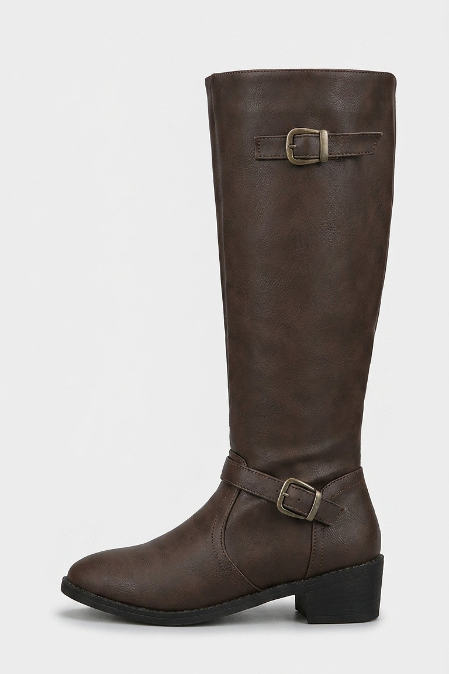 Women’s Winter Knee High Boots with Side Zip and Buckle