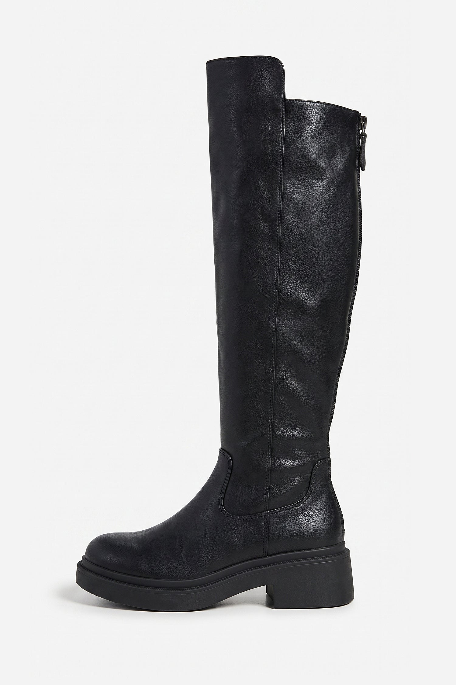 Women’s Winter Chunky Block Heel Knee High Boots with Back Zipper