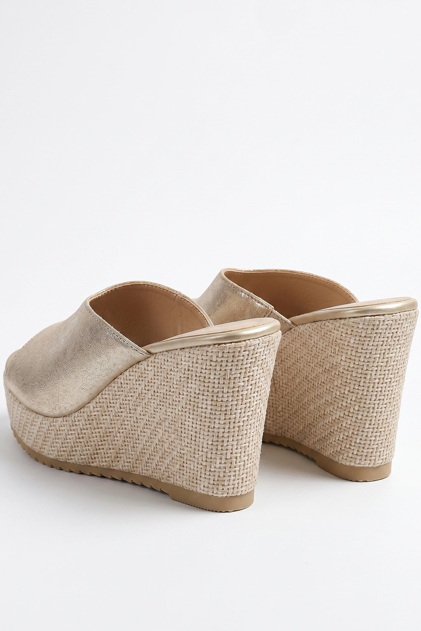 Women's Wedge Mule Sandals with Raffia Platform Sole