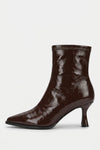 Women’s Leather Pointed Toe High Heel Ankle Boots with Side Zip