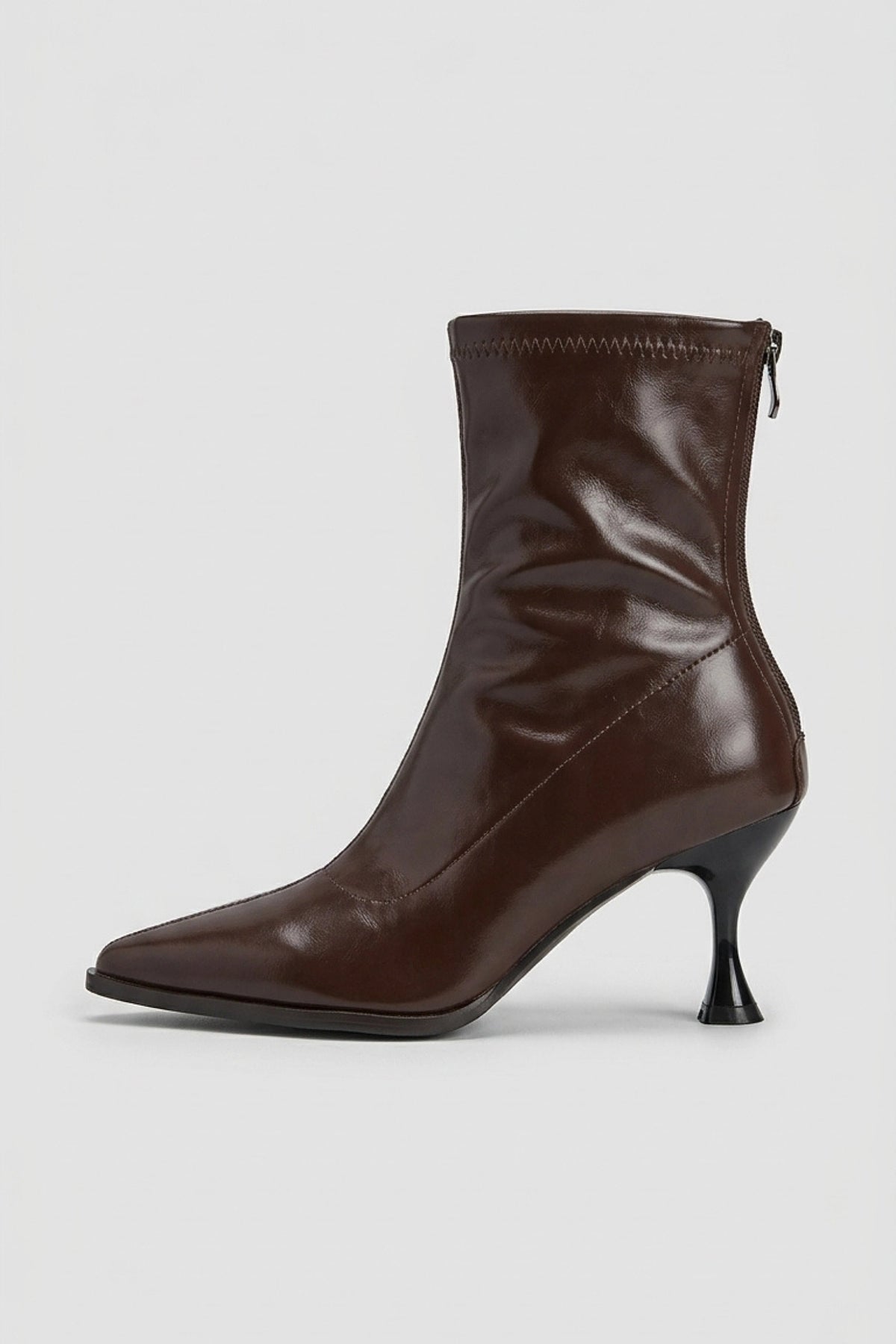Women’s Pointed Toe High Heeled Ankle Boots with Back Zip