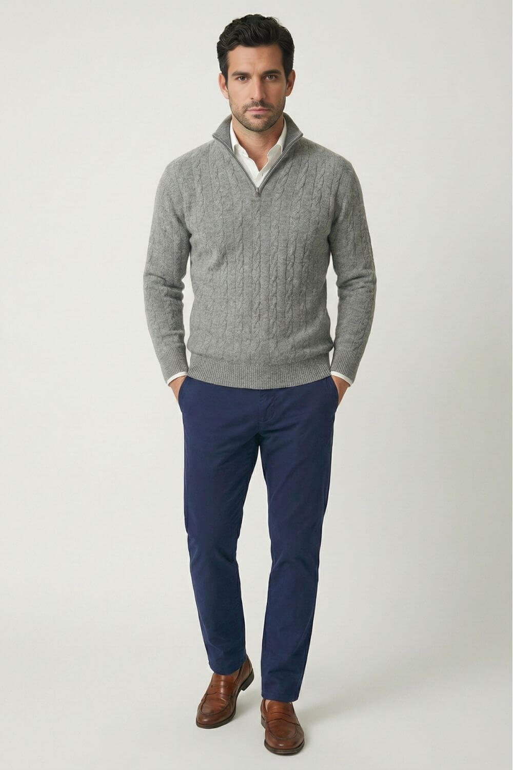 Caurelle | Men’s Cable Knitted Half Zip Jumper