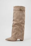 Women’s Slouch Pointed Toe Knee High Boots Low Heel