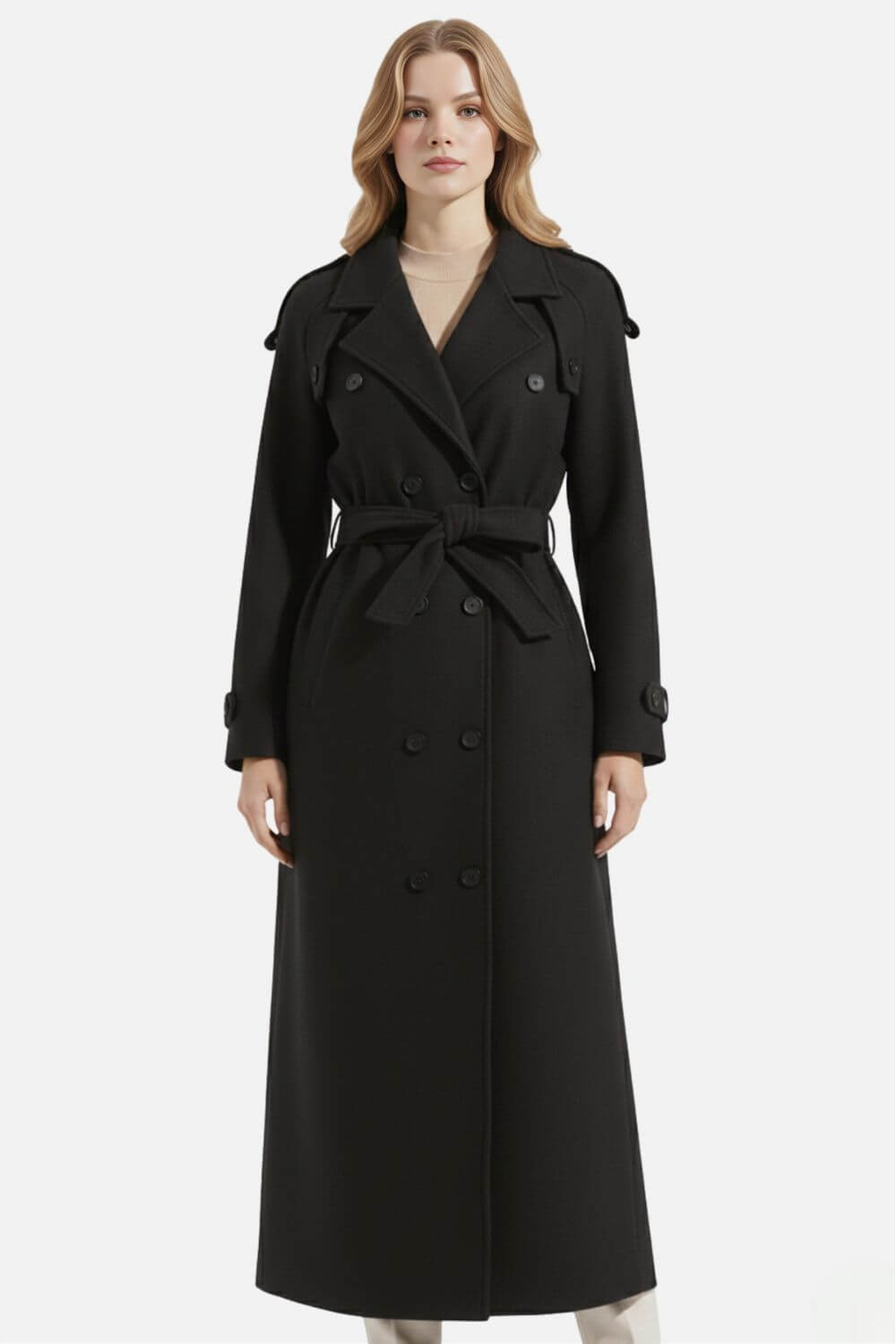 Caurelle | Women’s Belted Double-Breasted Long Coat