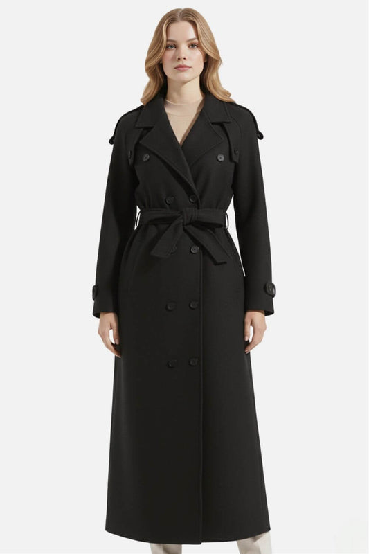 Caurelle | Women’s Belted Double-Breasted Long Coat