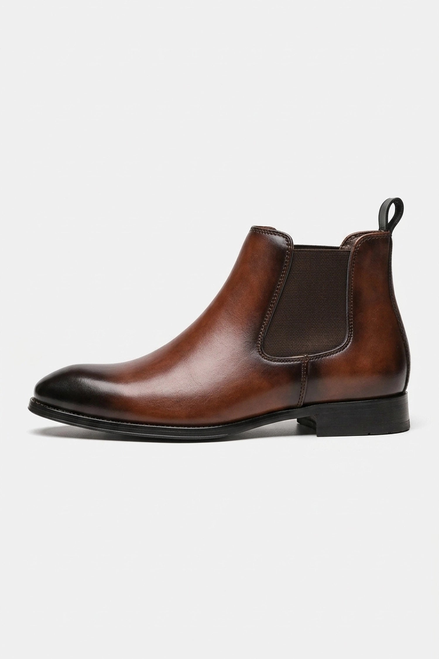 Men’s Easy Wear Leather Chelsea Boots with Low Heel