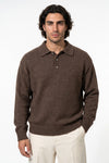 Men’s Winter Cosy Textured Knit Polo Jumper Relaxed Fit
