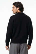 Men’s Winter Cosy Textured Knit Polo Jumper Relaxed Fit