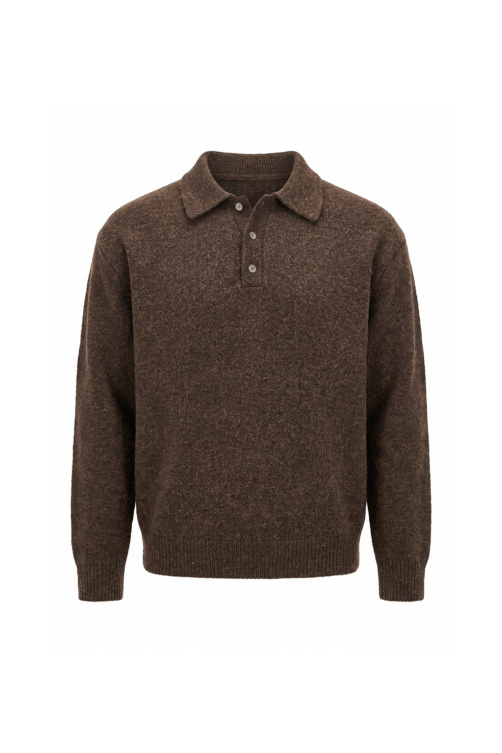 Men’s Winter Cosy Textured Knit Polo Jumper Relaxed Fit