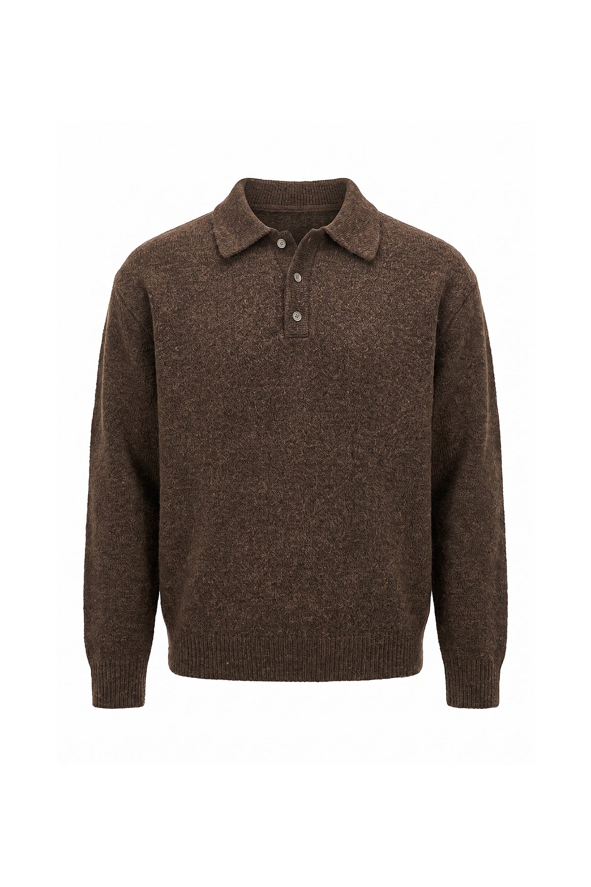 Men’s Winter Cosy Textured Knit Polo Jumper Relaxed Fit