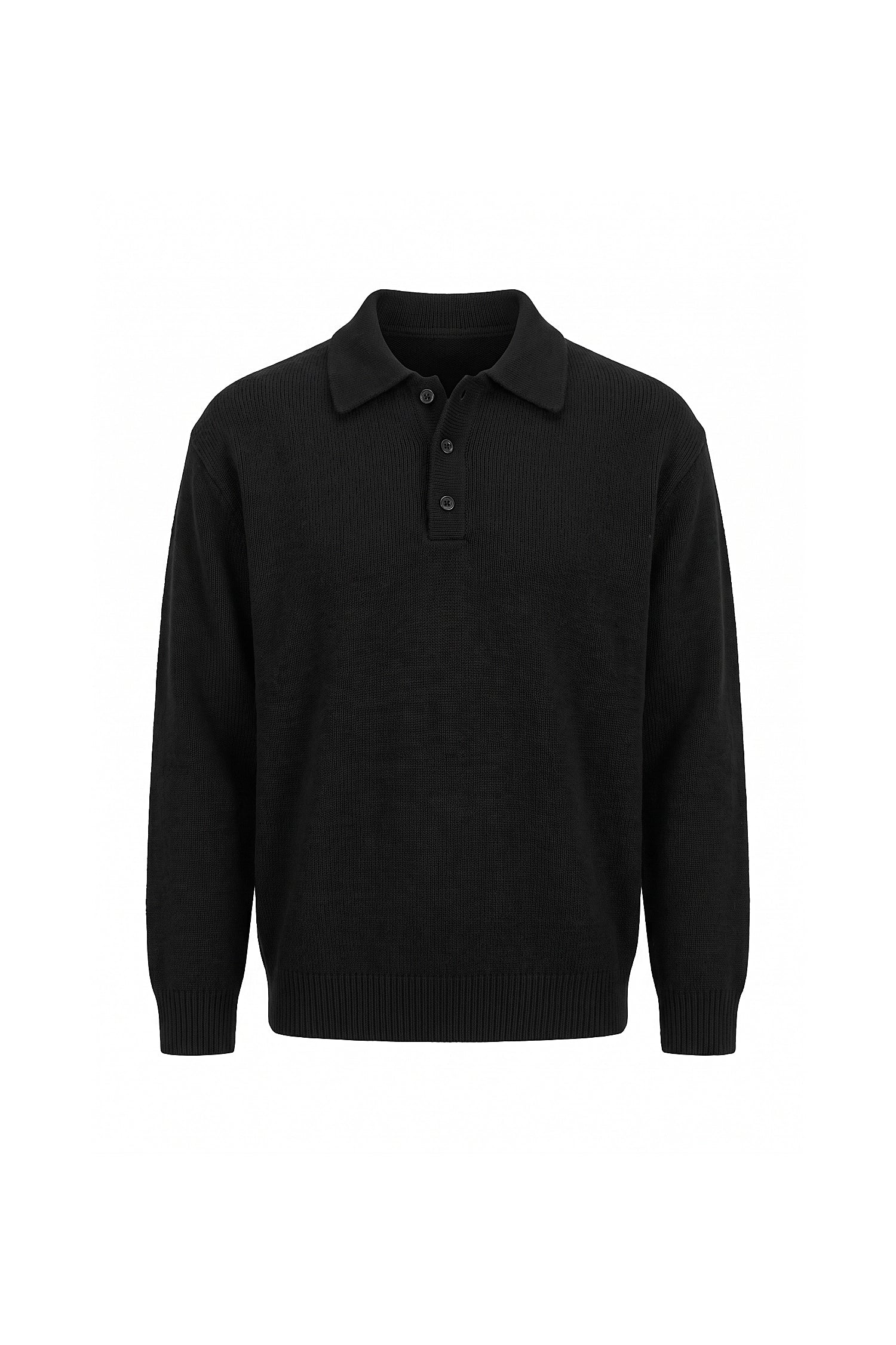 Men’s Winter Cosy Textured Knit Polo Jumper Relaxed Fit
