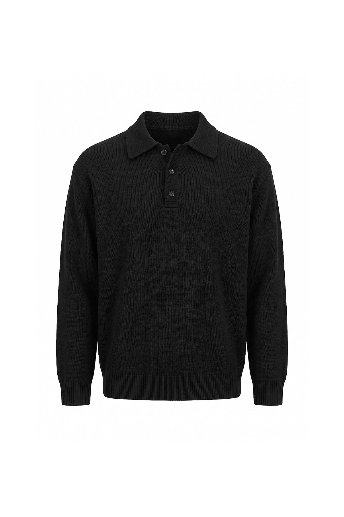 Men’s Winter Cosy Textured Knit Polo Jumper Relaxed Fit