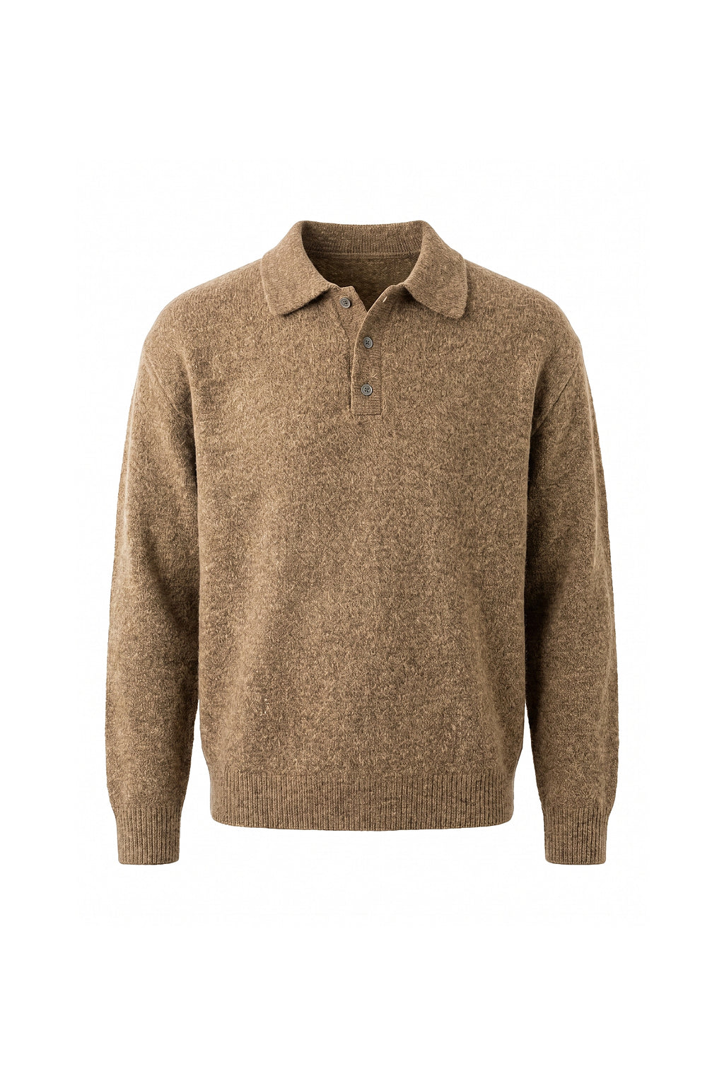 Men’s Winter Cosy Textured Knit Polo Jumper Relaxed Fit