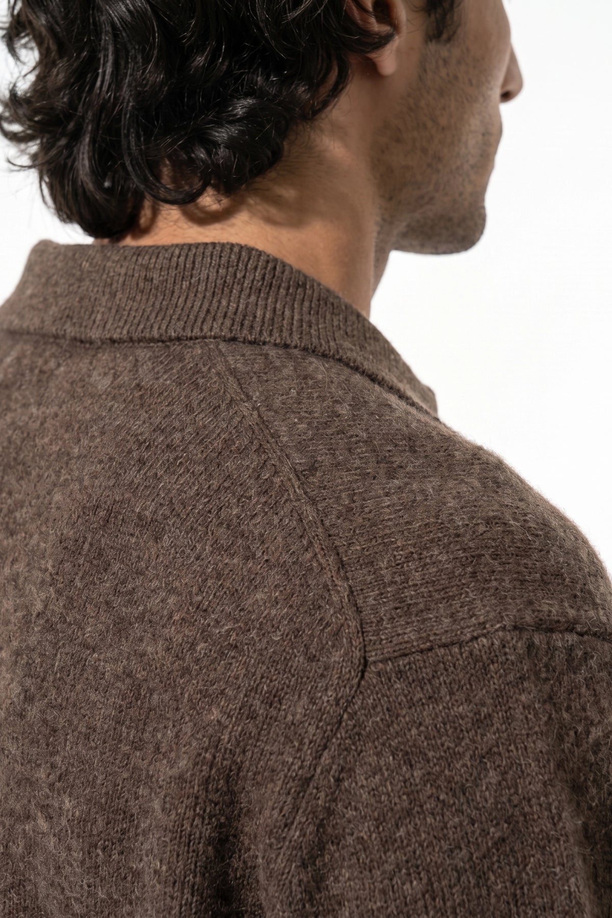 Men’s Winter Cosy Textured Knit Polo Jumper Relaxed Fit