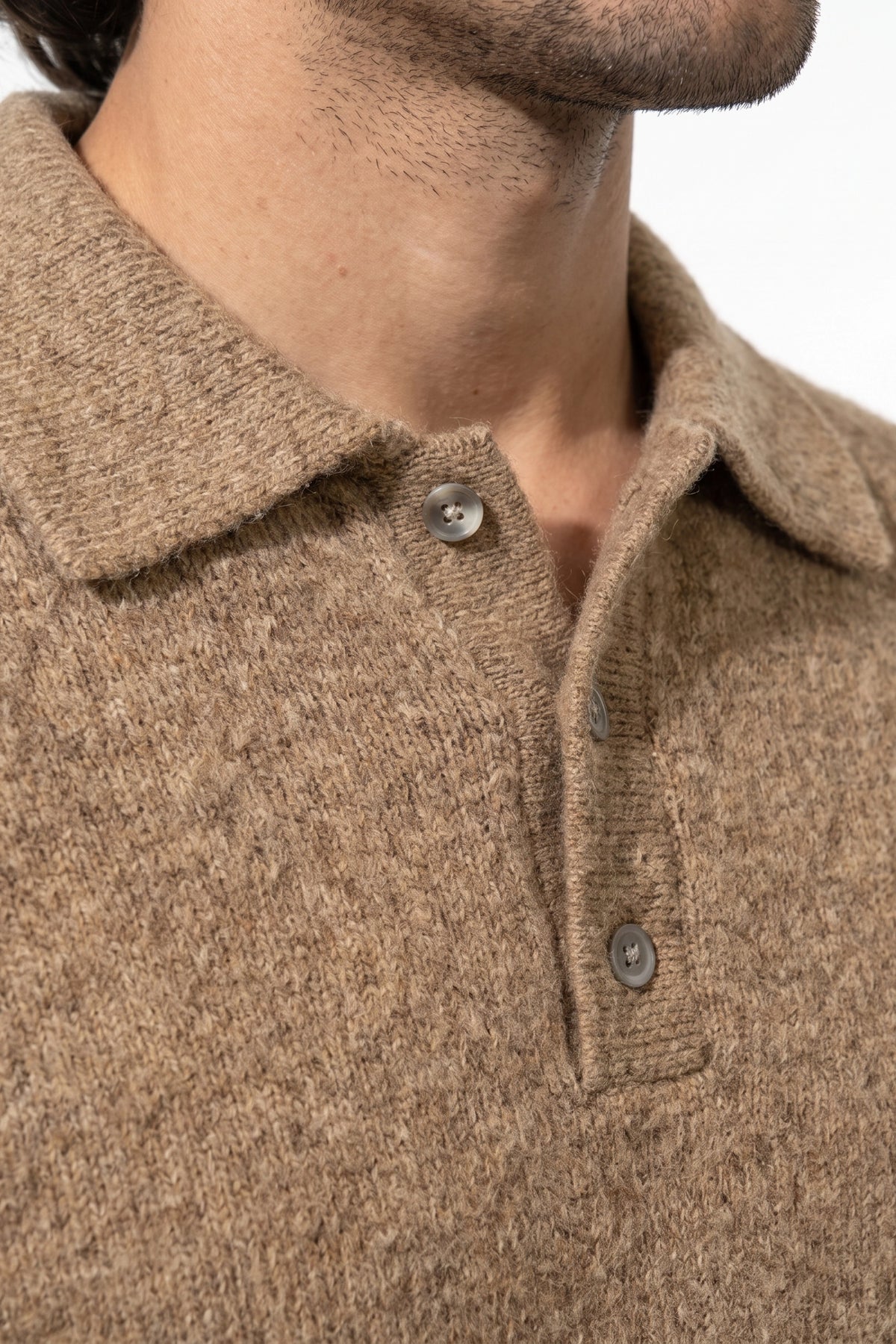 Men’s Winter Cosy Textured Knit Polo Jumper Relaxed Fit