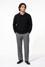 Men’s Winter Cosy Textured Knit Polo Jumper Relaxed Fit
